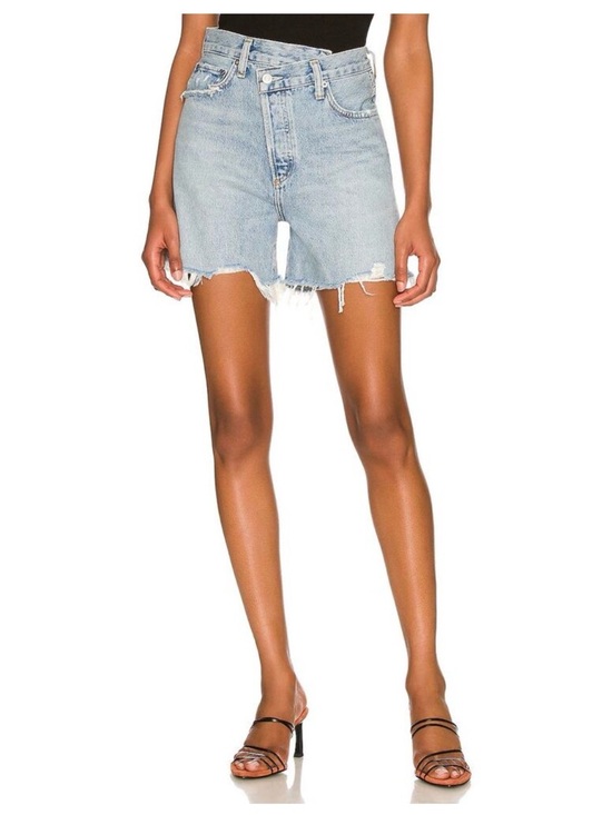 Agolde Pants - AGOLDE Criss Cross Waistband Denim Jean Cutoff Shorts Jorts Light Wash Blue 24